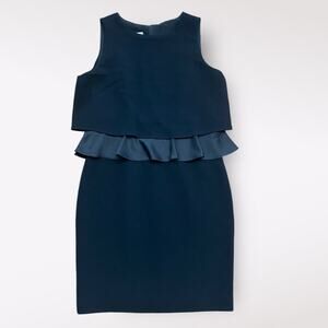 Armani Collezioni Black‎ Wool Peplum Knee Length Dress Size 8